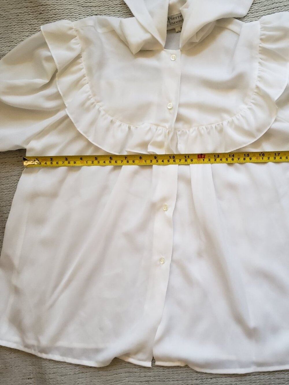 Vintage Frill  Button up Blouse White Made in France EU 42N Ruffle Poet Girlhood - Picture 15 of 16